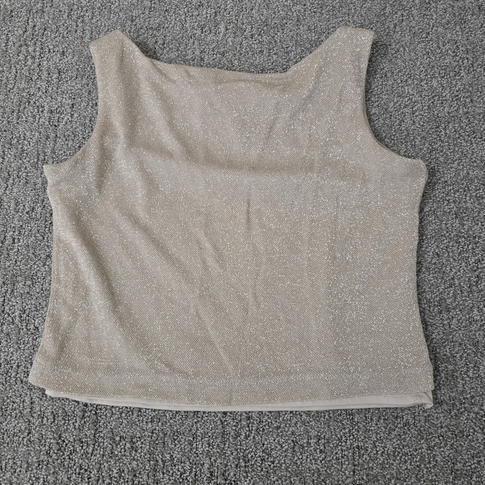 Cache Gold Metallic Knit Cropped Tank Top Sleeveless Womens Size 6 - Picture 6 of 6